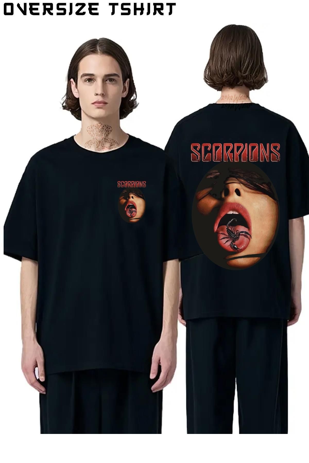 ZOKAWEAR Scorpions-Ağzında-Akrep Sırt Baskılı Oversize Tişört