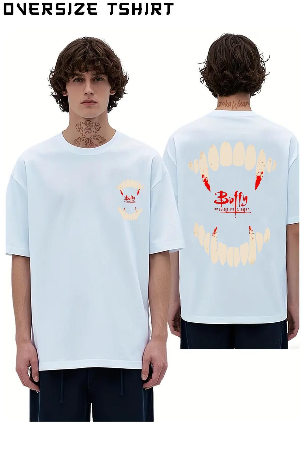 ZOKAWEAR Buffy-The-Vampire-Slayer-v2 Sırt Baskılı Oversize Tişört