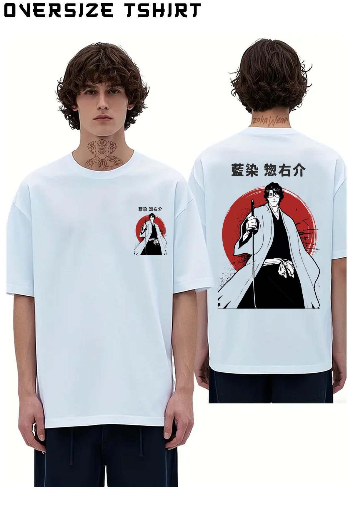 ZOKAWEAR Aizen-V2-Anime-Bleach Sırt Baskılı Oversize Tişört