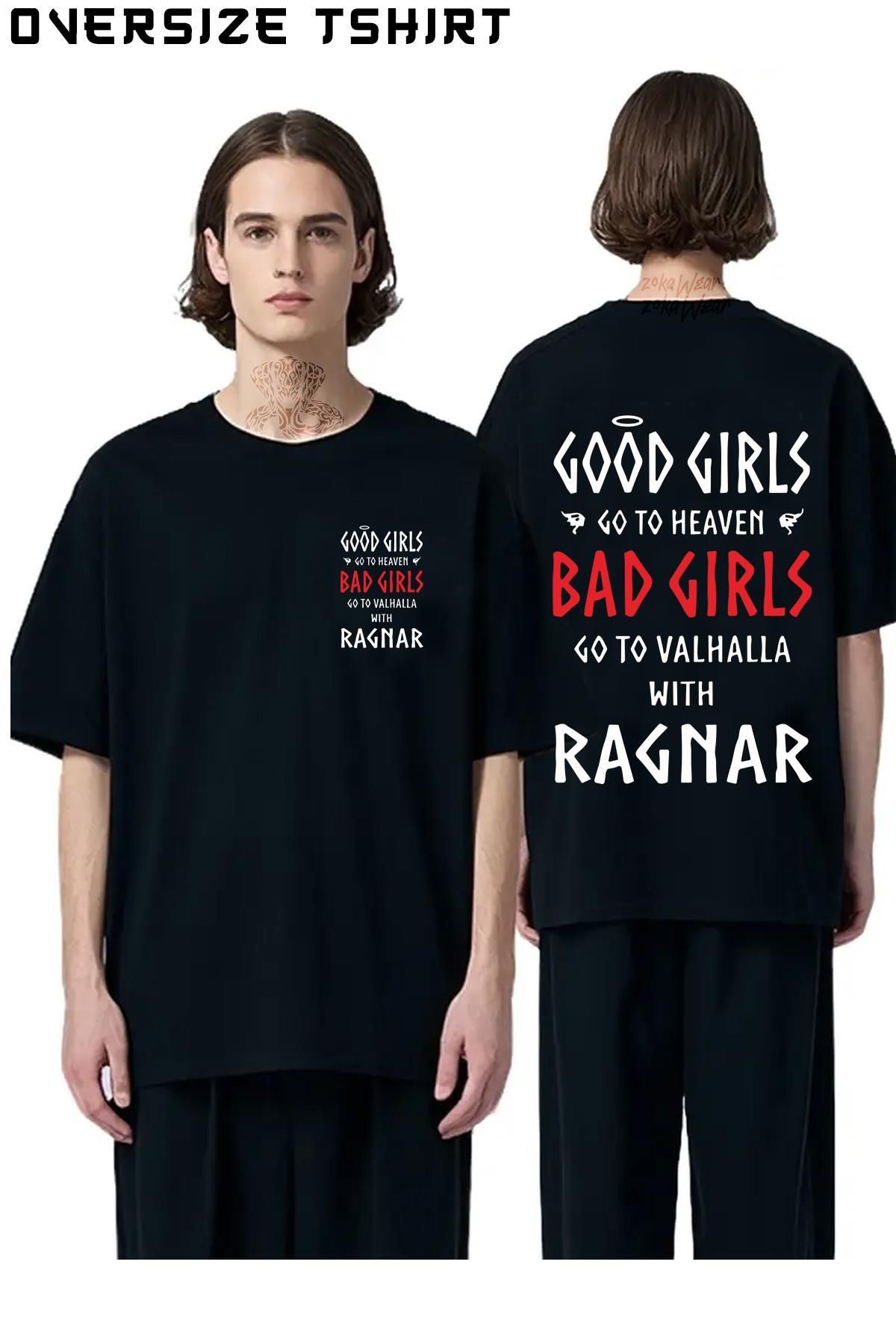 ZOKAWEAR Bad-Girls-Vikings Sırt Baskılı Oversize Tişört