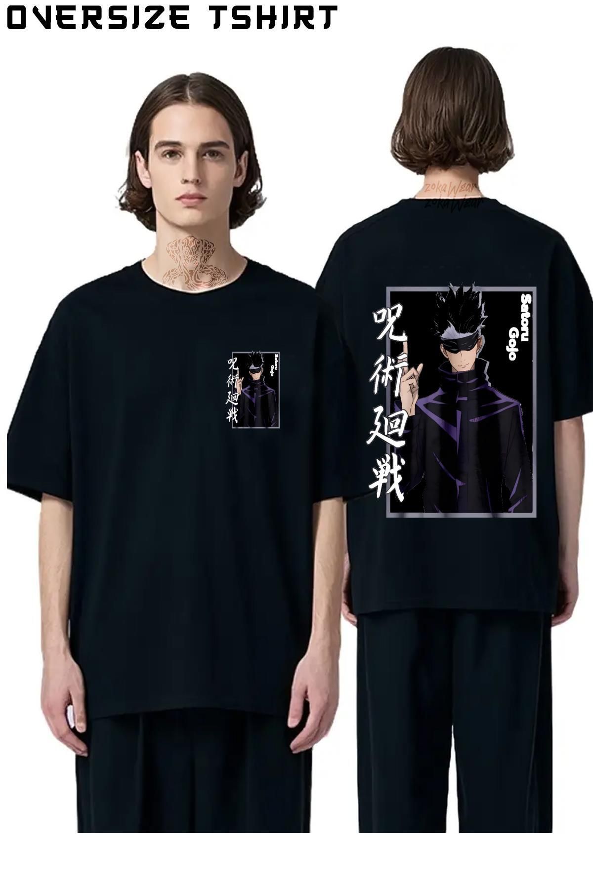 ZOKAWEAR Jujutsu-Kaisen-Satoru-Gojo-Char Sırt Baskılı Oversize Tişört