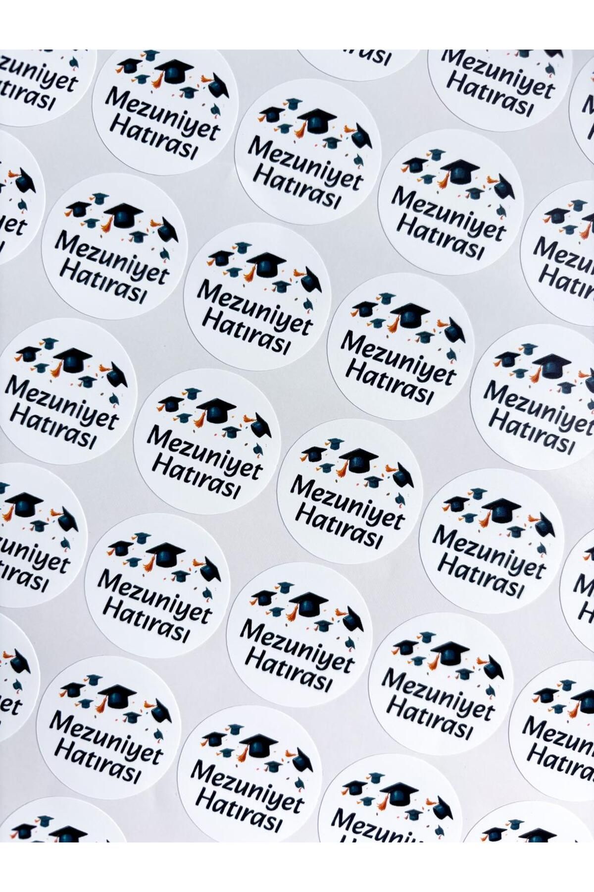 Hayal.kirtasiyesi Mezuniyet Hatırası 48 adet 3,5 cm sticker, yapışkanlı etiket mezuniyet hediyeliği