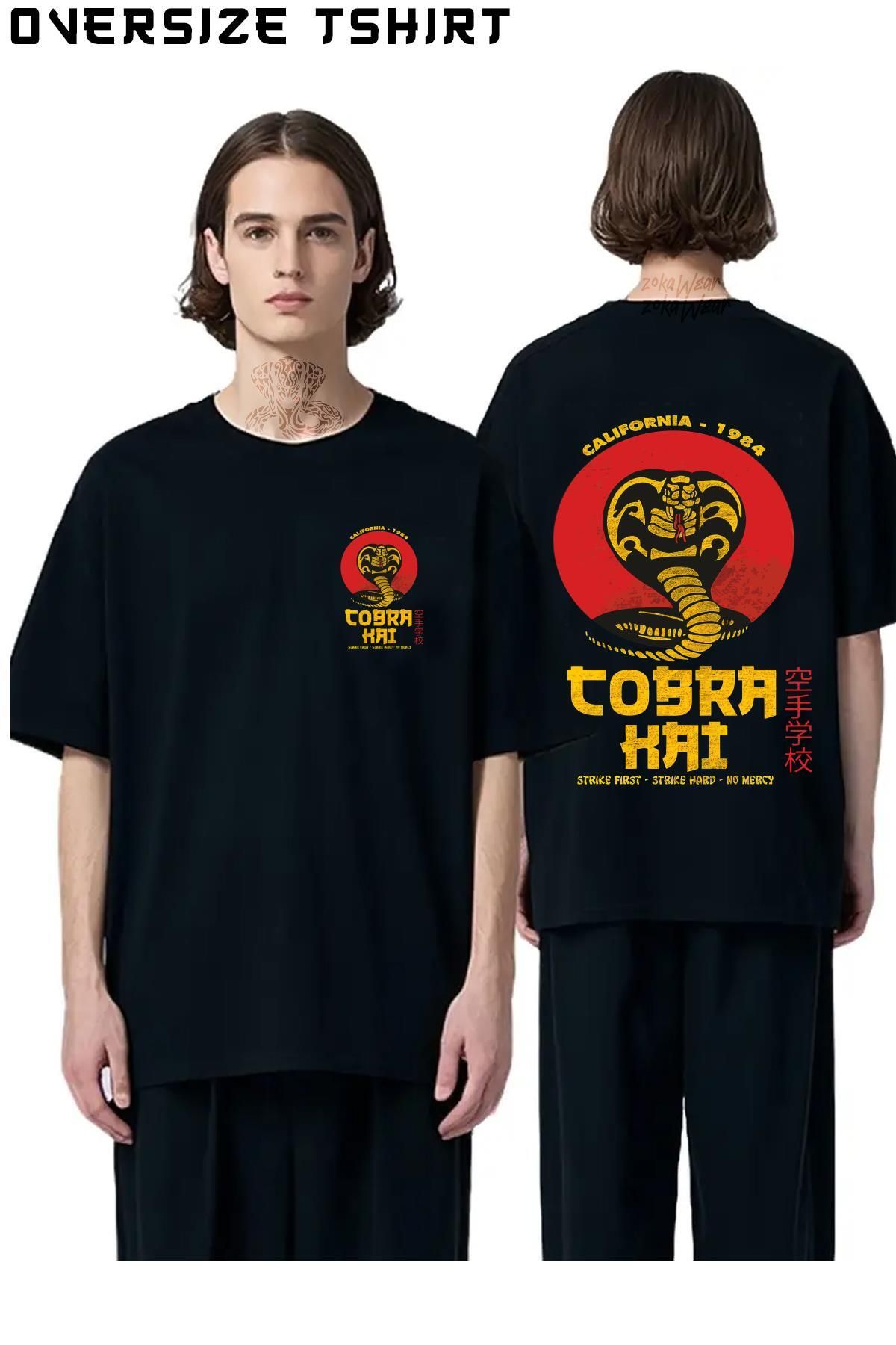 ZOKAWEAR Cobra-Kai-Özel Sırt Baskılı Oversize Tişört