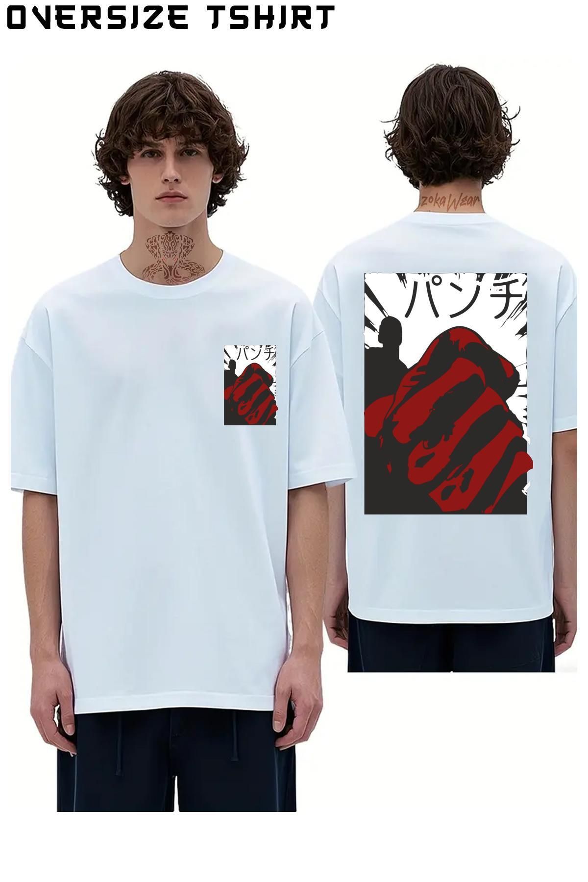 ZOKAWEAR One-Punch-Man-Saitama Sırt Baskılı Oversize Tişört