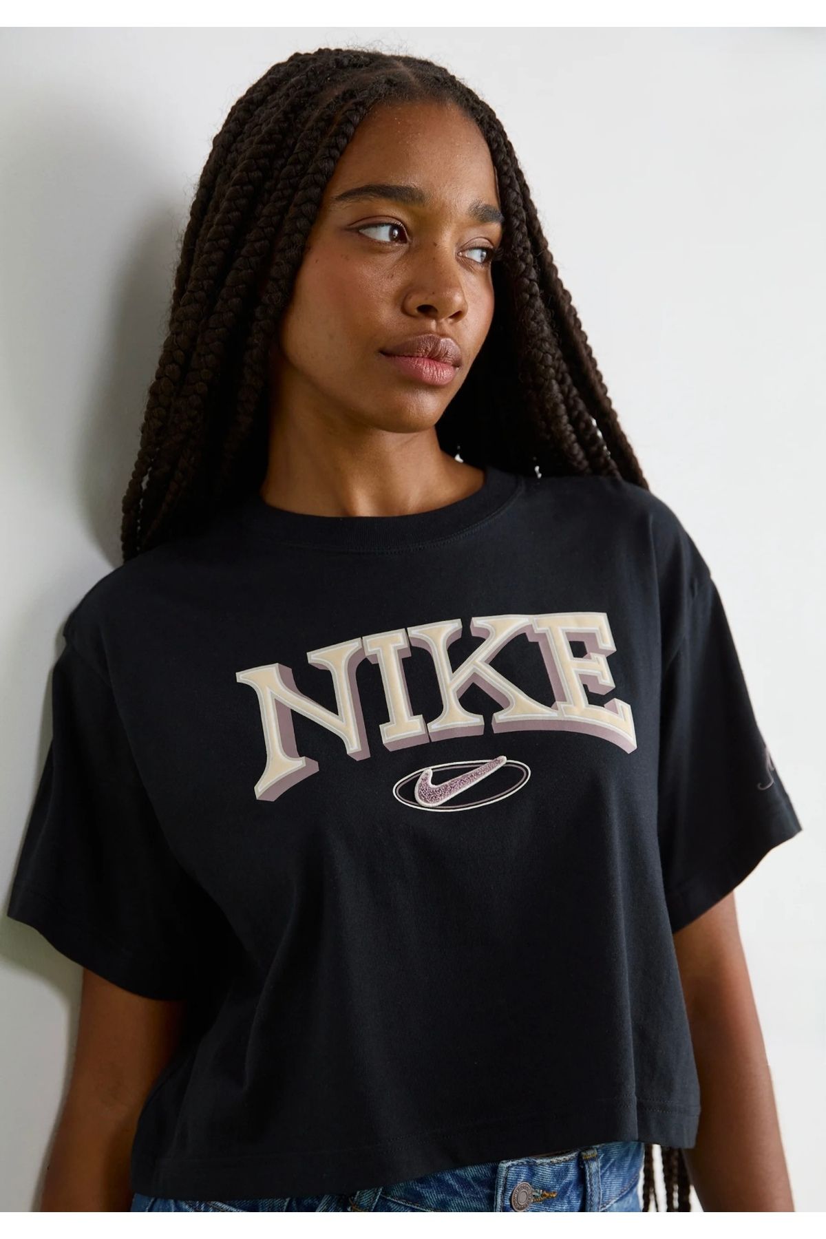 Nike Sportswear Tee Varzity Cropped Siyah Kadın T-shirt