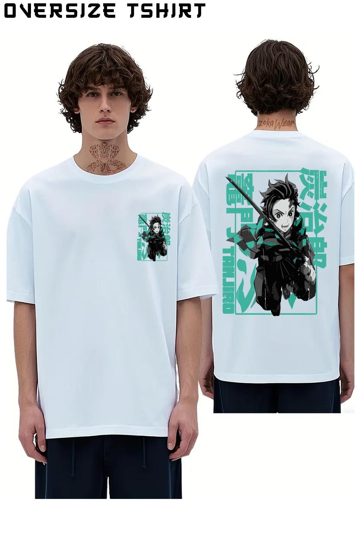 ZOKAWEAR Demon-Slayer-Tanjiro-özel Sırt Baskılı Oversize Tişört