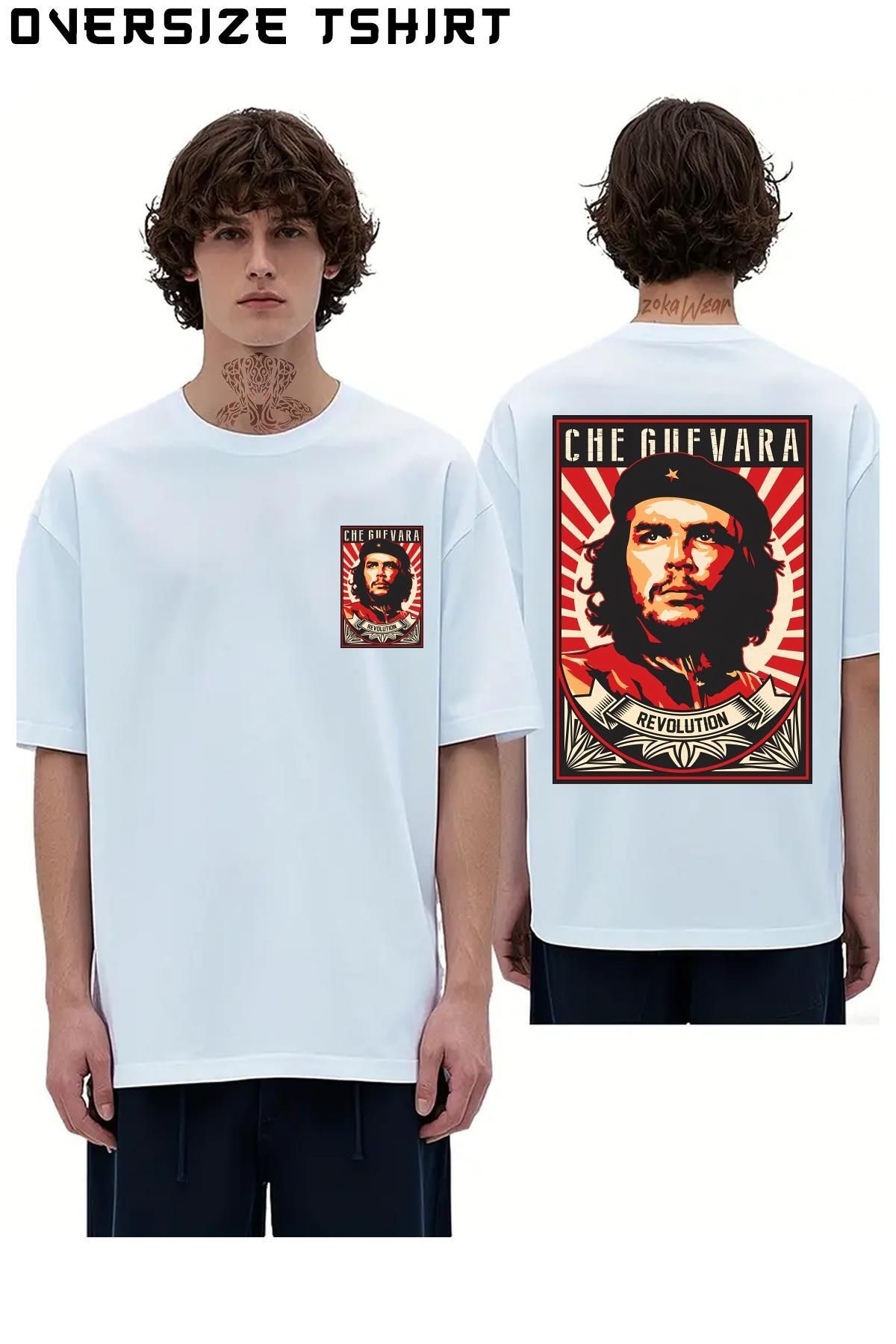 ZOKAWEAR Che-Guevara-Viva-La-Revolucion Sırt Baskılı Oversize Tişört