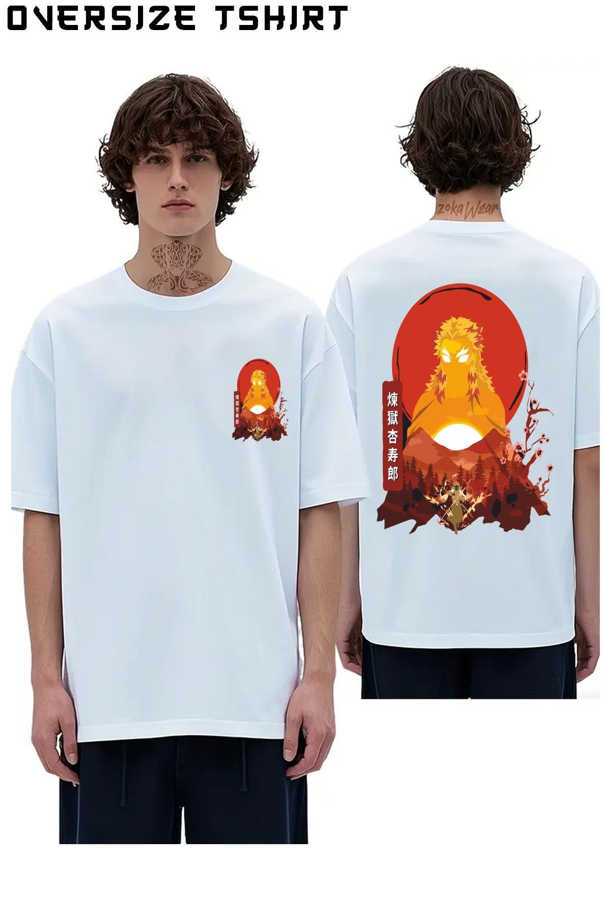ZOKAWEAR Demon-Slayer-x5 Sırt Baskılı Oversize Tişört