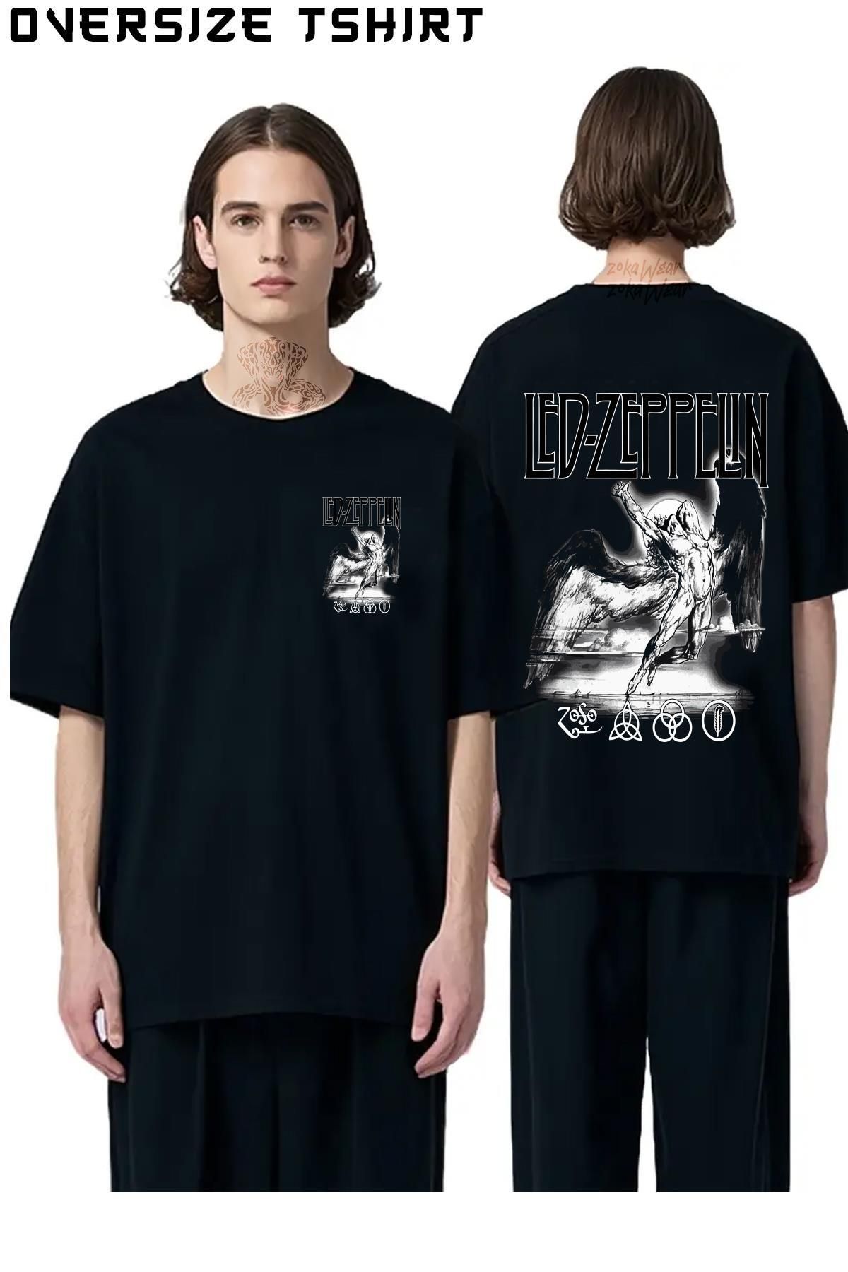 ZOKAWEAR Icarus-Led-Zeppelin Sırt Baskılı Oversize Tişört