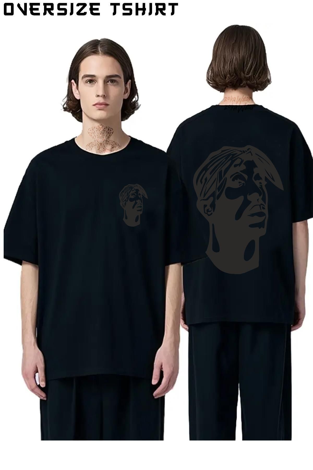 ZOKAWEAR 2pac-Tupac-Shakur Sırt Baskılı Oversize Tişört