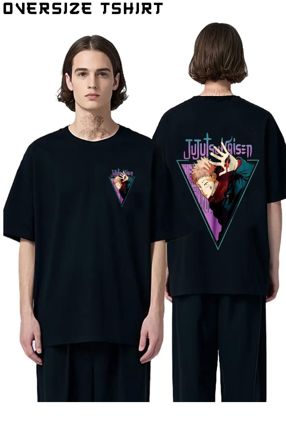 ZOKAWEAR Jujutsu-Kaisen-Yuji-Itadori2 Sırt Baskılı Oversize Tişört