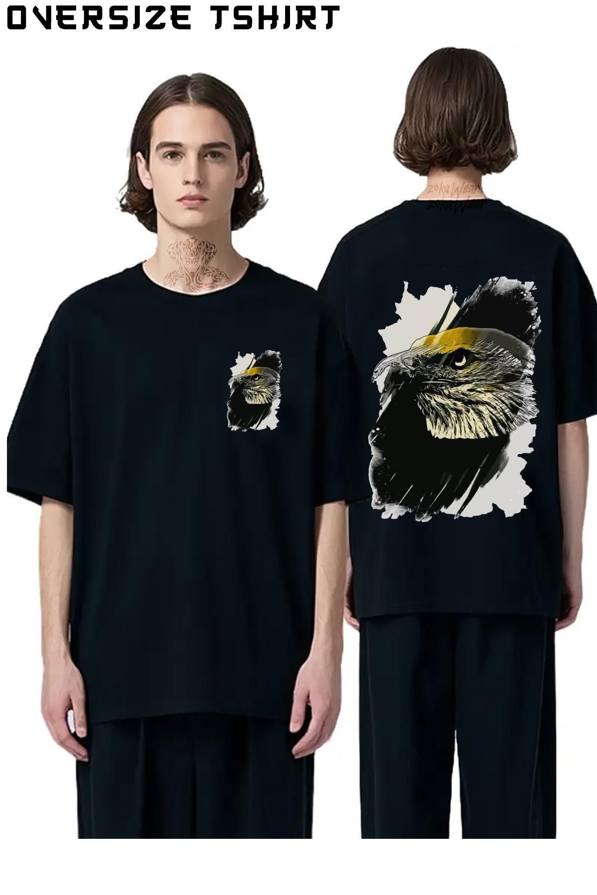 ZOKAWEAR Kartal-Özel Sırt Baskılı Oversize Tişört