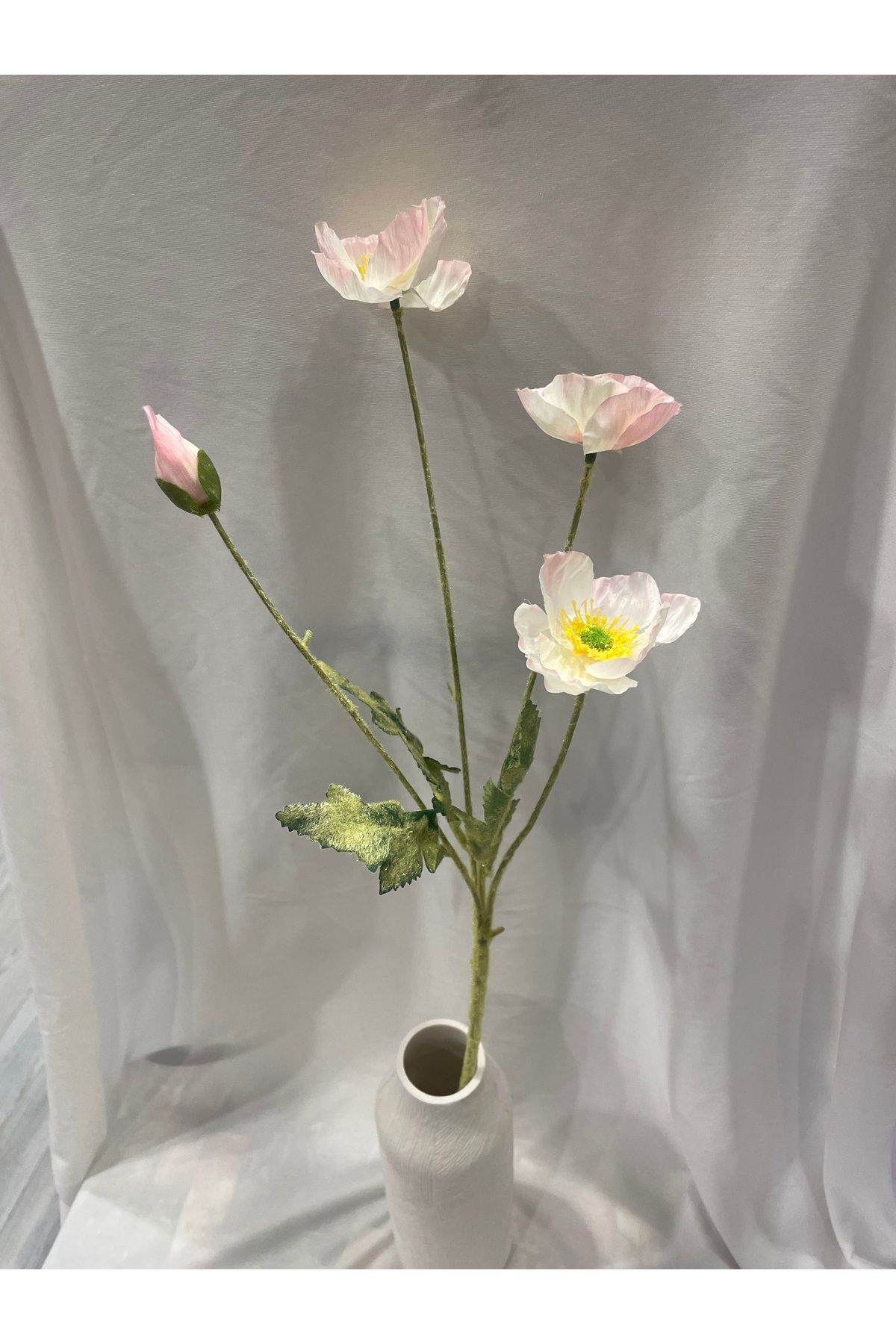 Ekol Çiçekçilik Gelincik Yapay Çiçek 4 Dallı 4 Kafalı 60 cm Açık Pembe