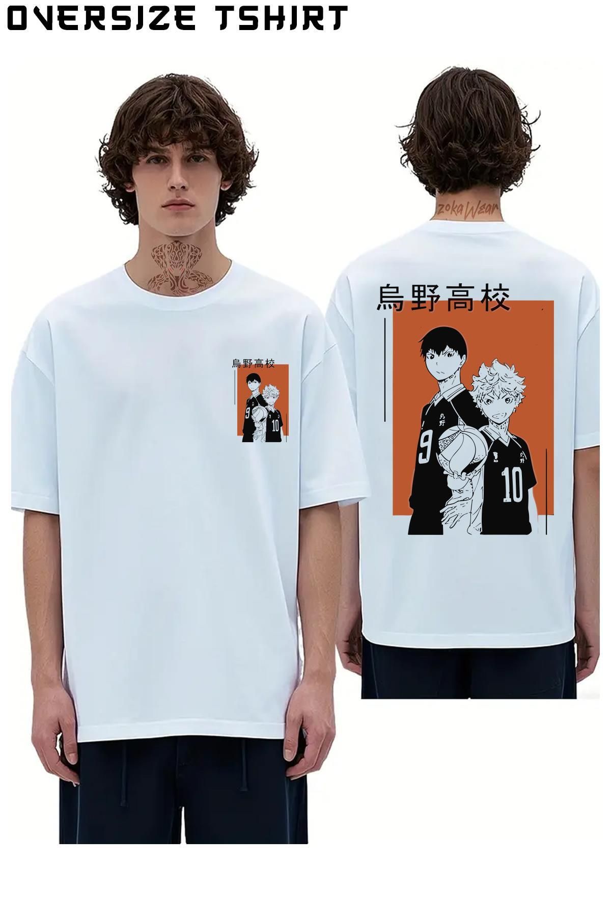 ZOKAWEAR Kagehina-Voleybol-Haikyu Sırt Baskılı Oversize Tişört