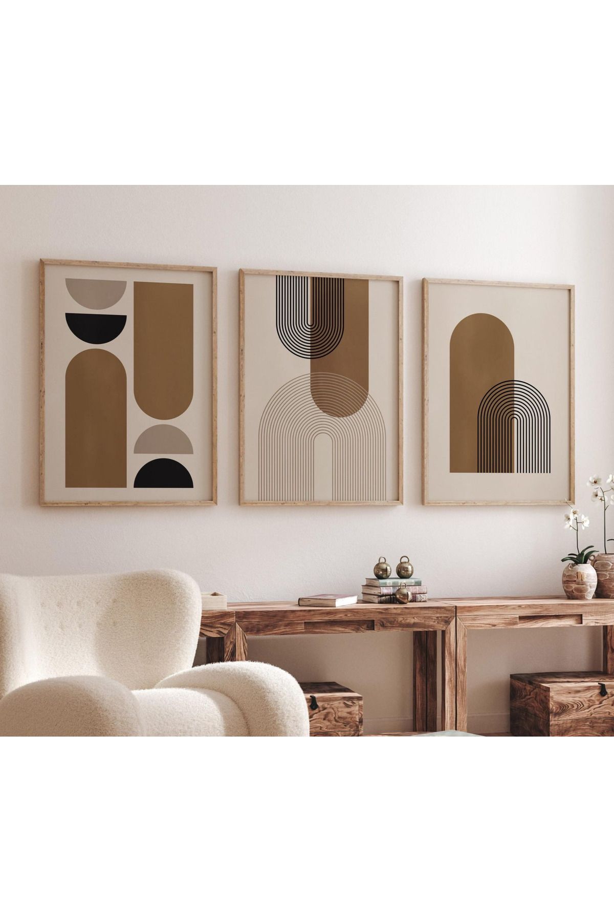Tuba Decor 3 Parça Ahşap Çerçeve Görünümlü Mdf Tablo Seti