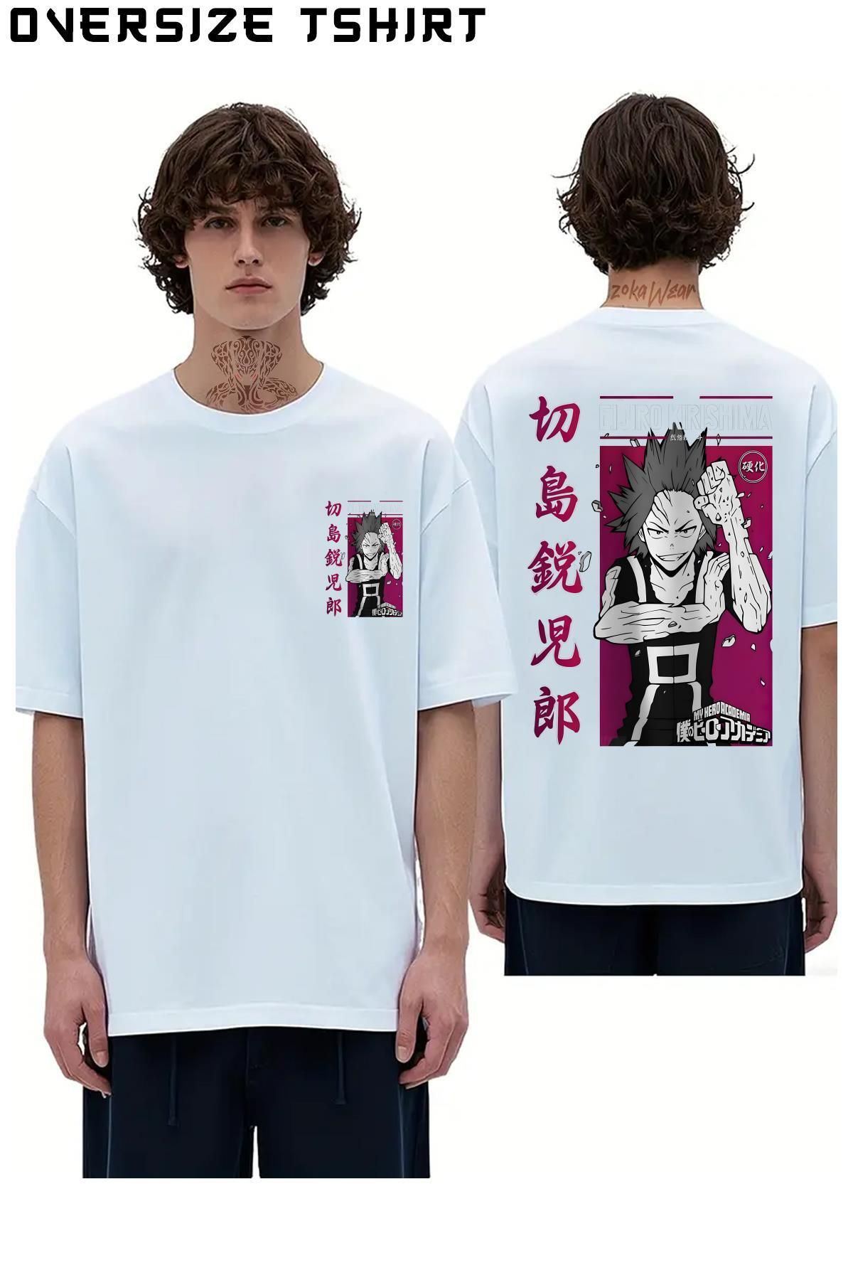 ZOKAWEAR My-Hero-Academia-Eijiro-Kirishima Sırt Baskılı Oversize Tişört