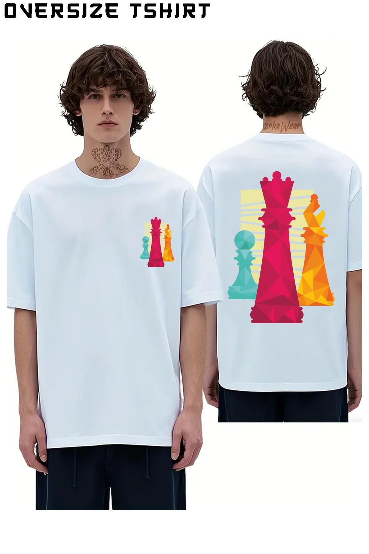 ZOKAWEAR Santranç-Oyun Sırt Baskılı Oversize Tişört