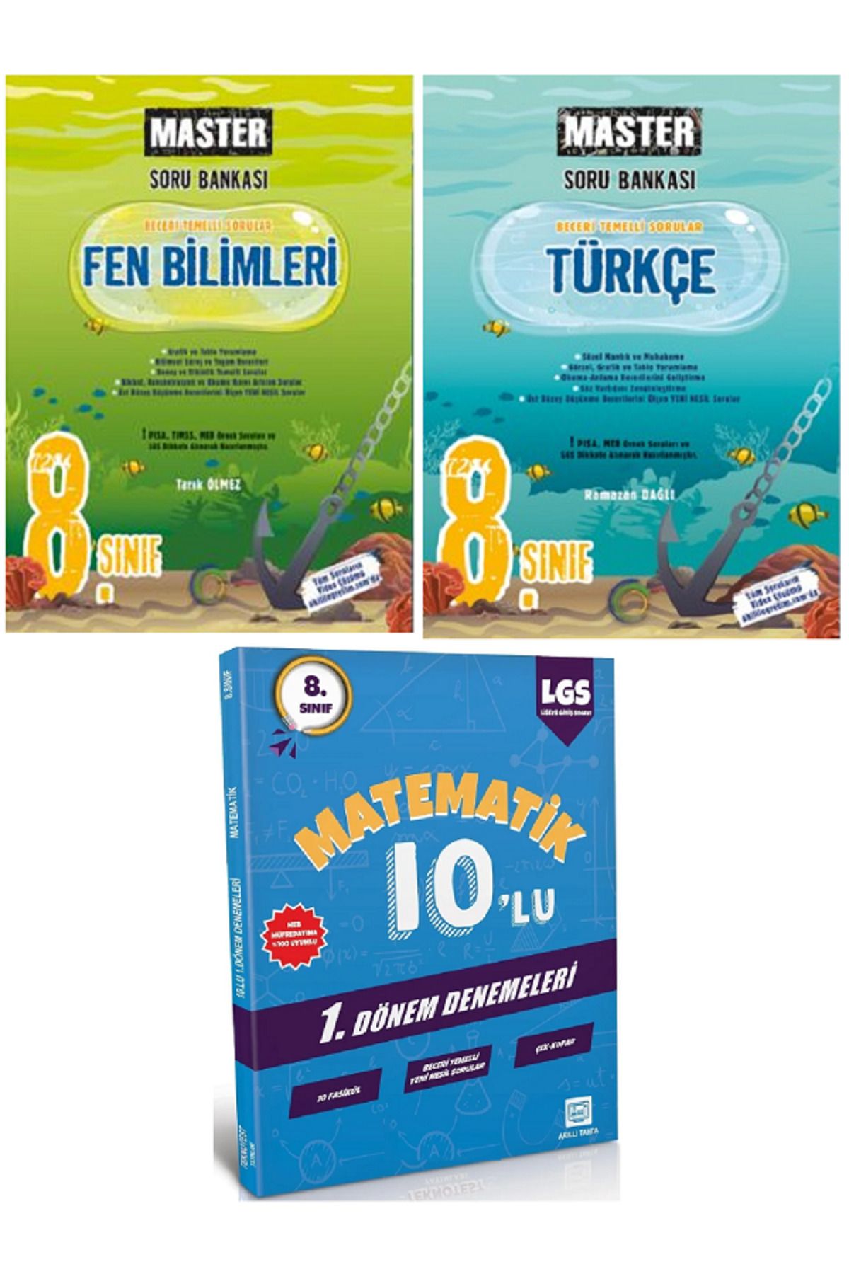 Efsane Yayınları 8.Sınıf Okyanus Masteri Fen Bilimleri + Türkçe Soru Bankası / 10'Lu Matematik Deneme HEDİYE -3 KİTAP
