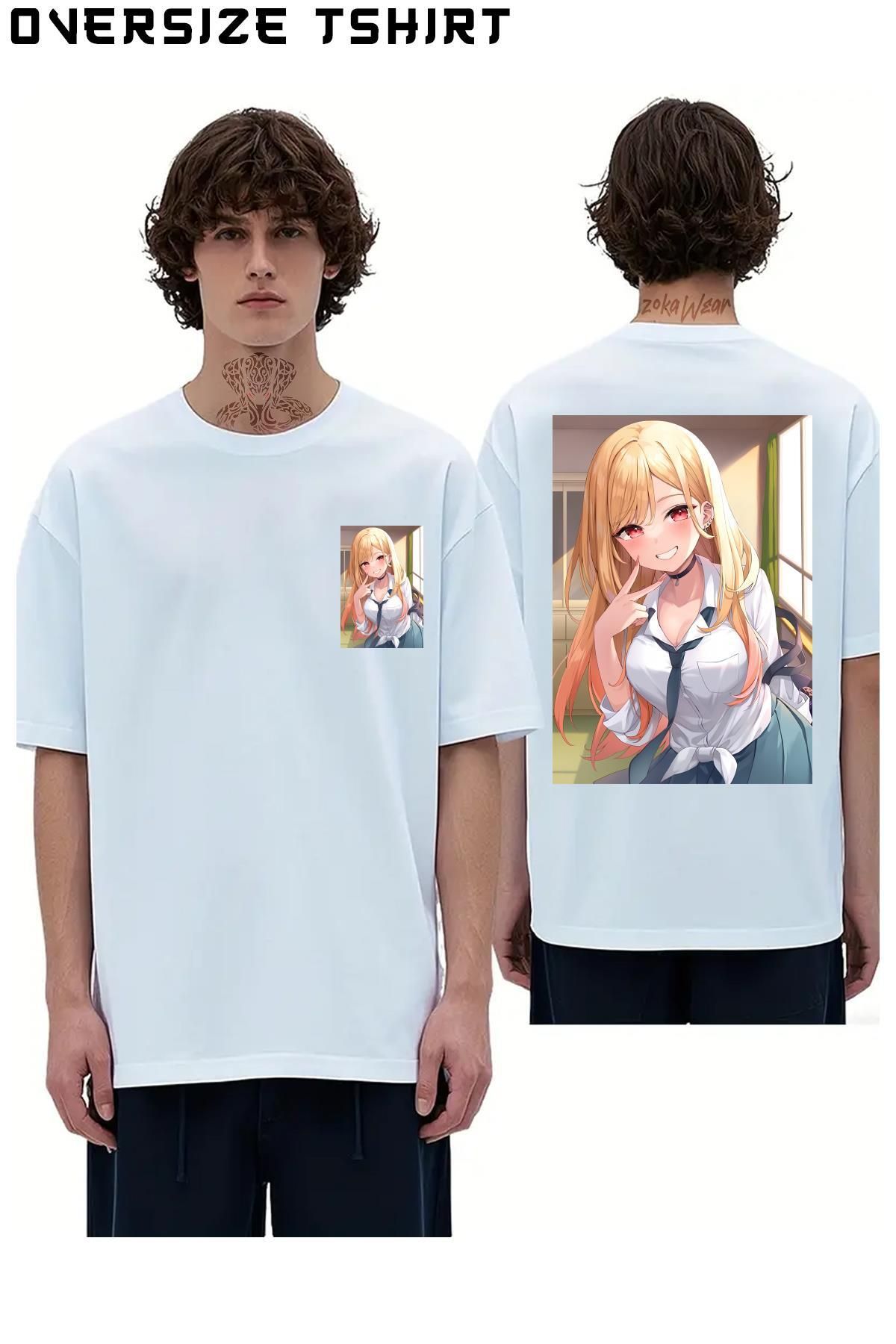 ZOKAWEAR My-Dress-Up-Darling-Marin-Kitagawa-Özel-Tasarım-A2 Sırt Baskılı Oversize Tişört