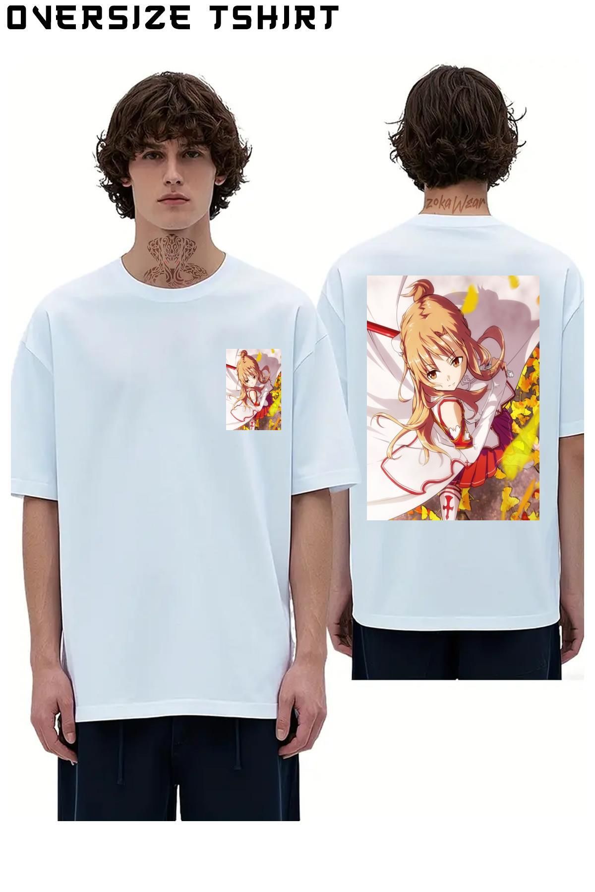 ZOKAWEAR Sword-Art-Online-Yuuki-Asuna Sırt Baskılı Oversize Tişört