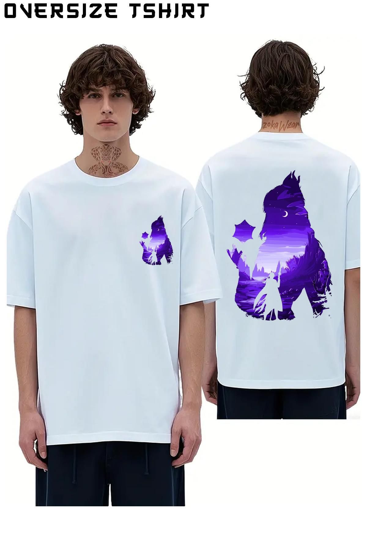 ZOKAWEAR Baldurs-Gate-3-ShadowHeart-Negative-Illusion Sırt Baskılı Oversize Tişört