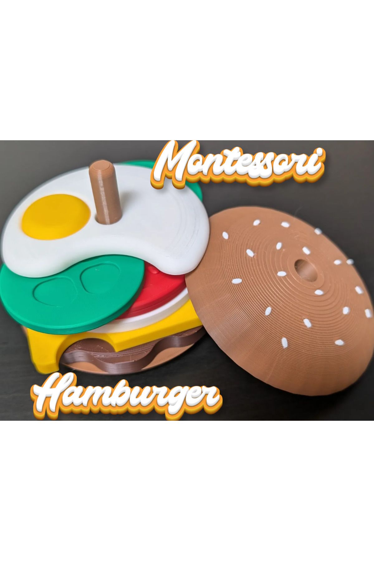 NOMOTHETIC Hamburger Sorting & Stacking Toy – Eğitici Ahşap Hamburger Denge Oyunu