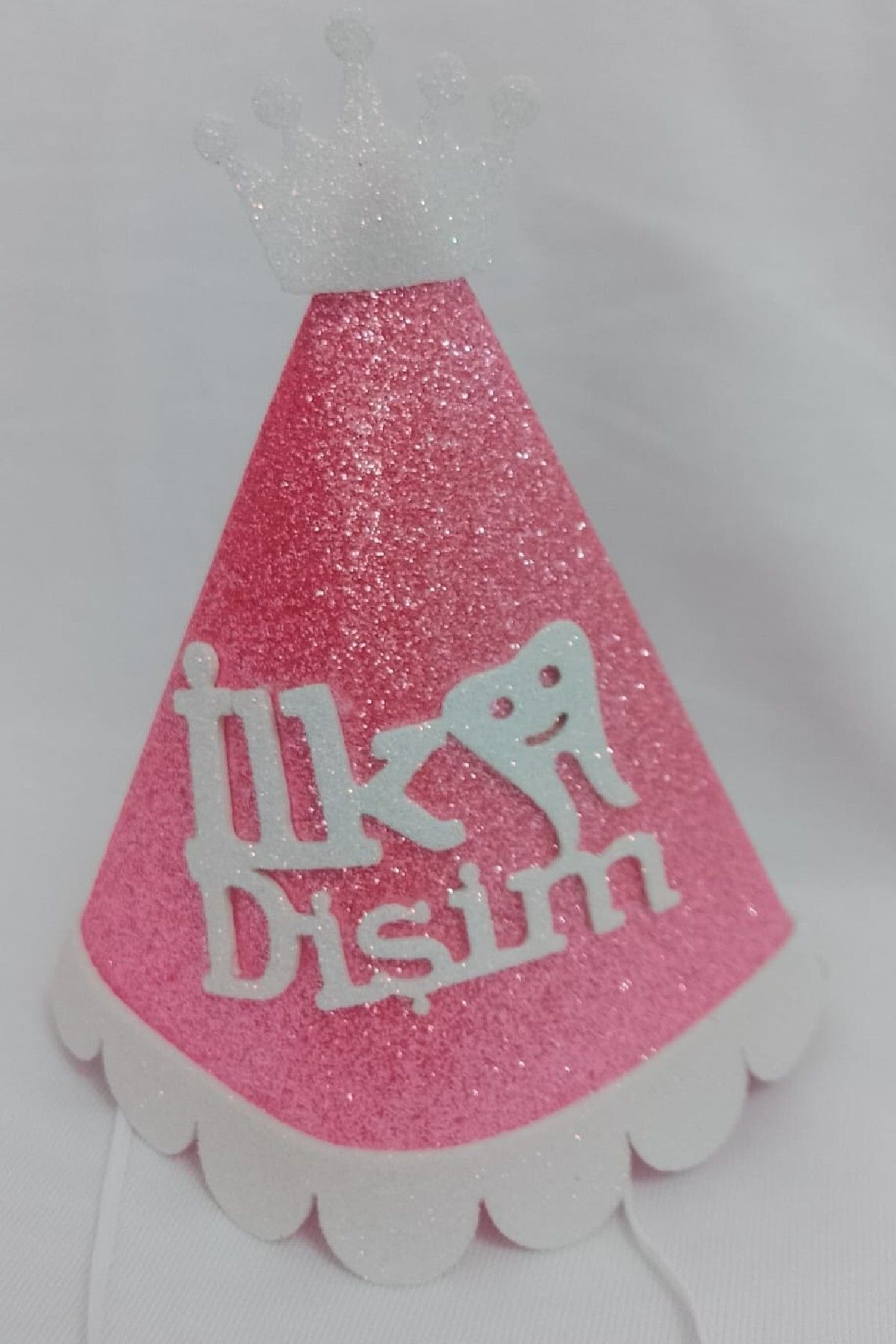 BKMC PARTY Kukuleta Pembe Renk İlk Dişim Şapkası İlk Dişim Partisi Süsü İlk Dişim Bebek Şapkası Süsü