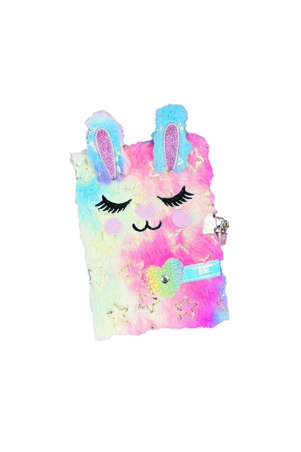 Bam-Notebook Plush Cover Rabbit 15X21 Locked Striped Memory Notebook 3