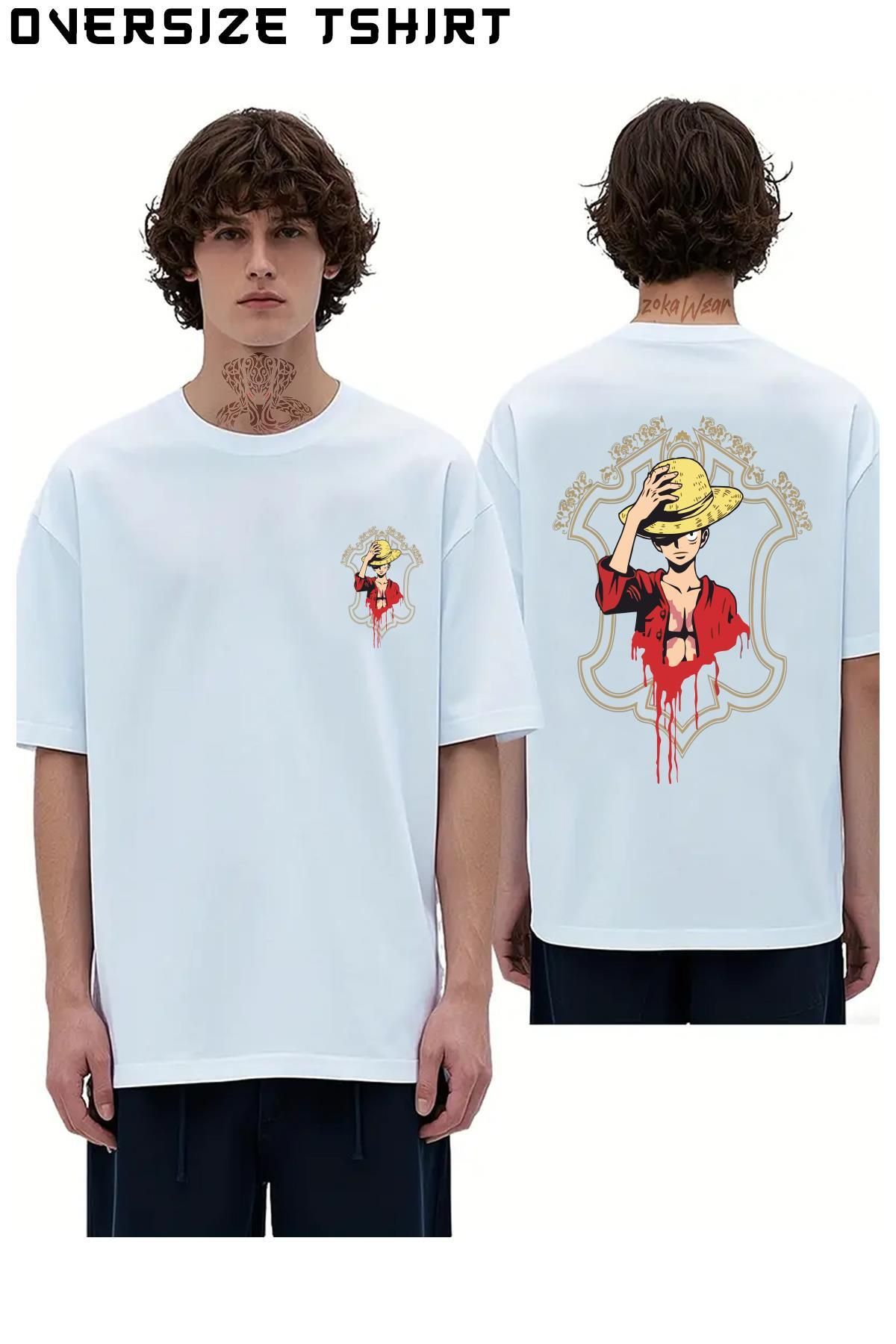 ZOKAWEAR One-Piece-Monkey-D.-Luffy-v4 Sırt Baskılı Oversize Tişört