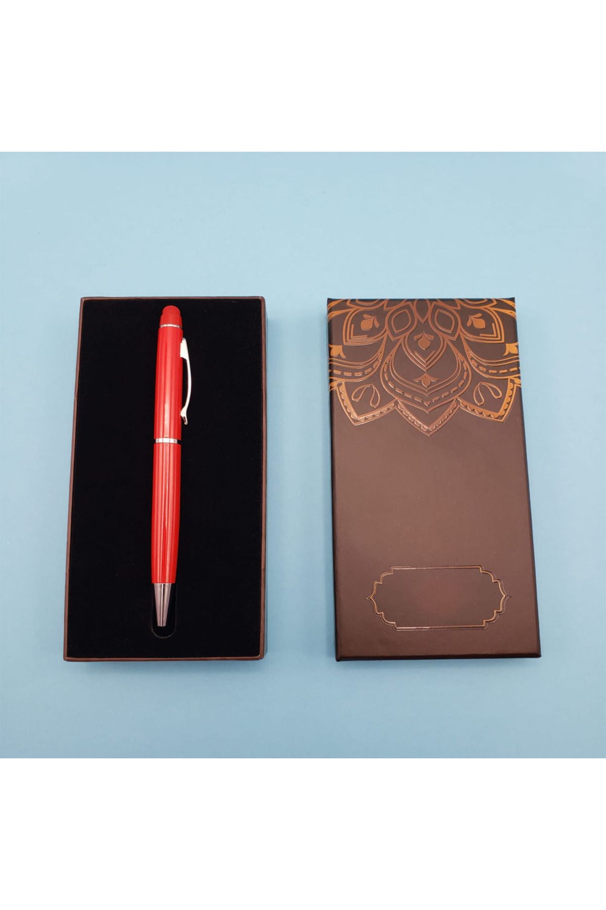 Paxoria Mandala Desenli Kutulu Kırmızı Touchpen Tükenmez Kalem