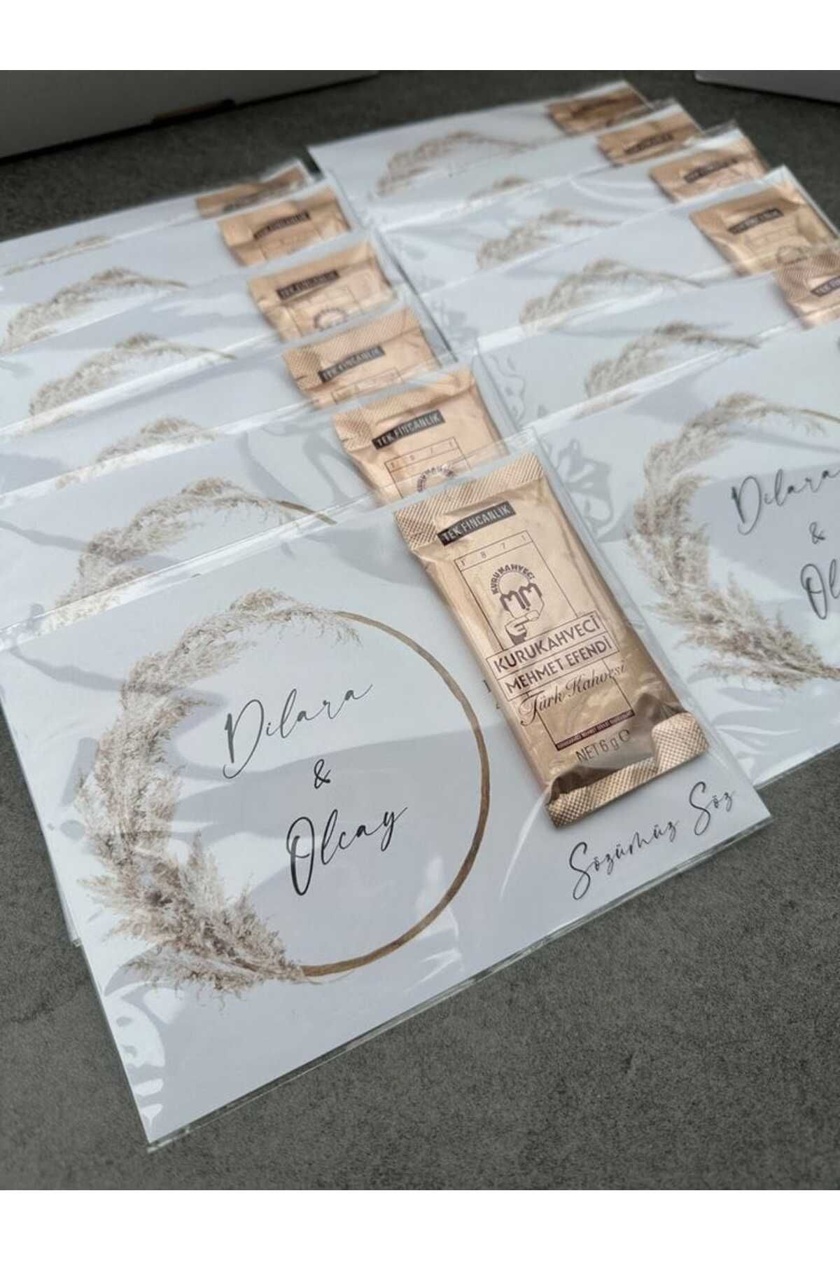 ByDeryaEvent 20 Adet Hediyelik Kahve Kartı Szö Nişan Düğün Hediyesi