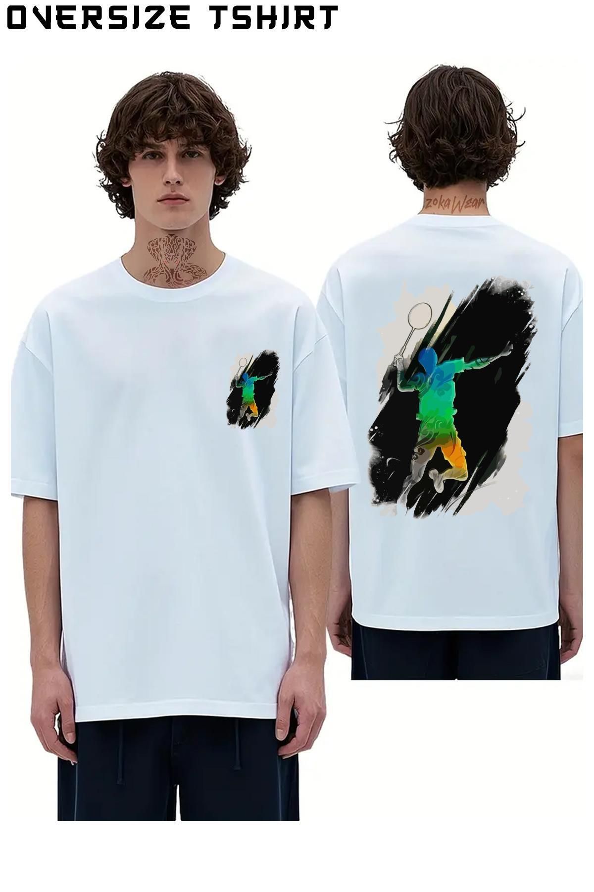 ZOKAWEAR Badminton-Özel Sırt Baskılı Oversize Tişört