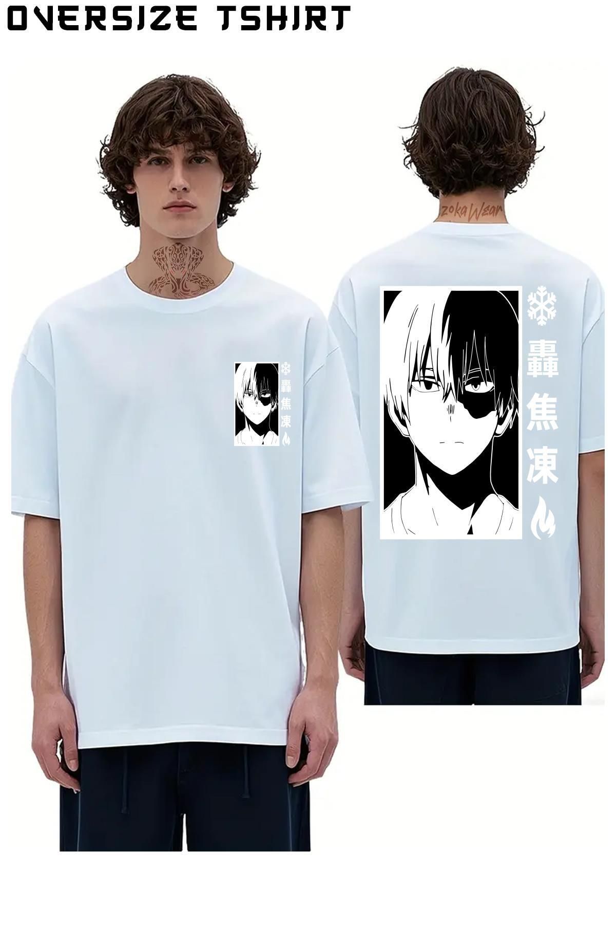 ZOKAWEAR My-Hero-Academia-Shoto-Todoroki2 Sırt Baskılı Oversize Tişört