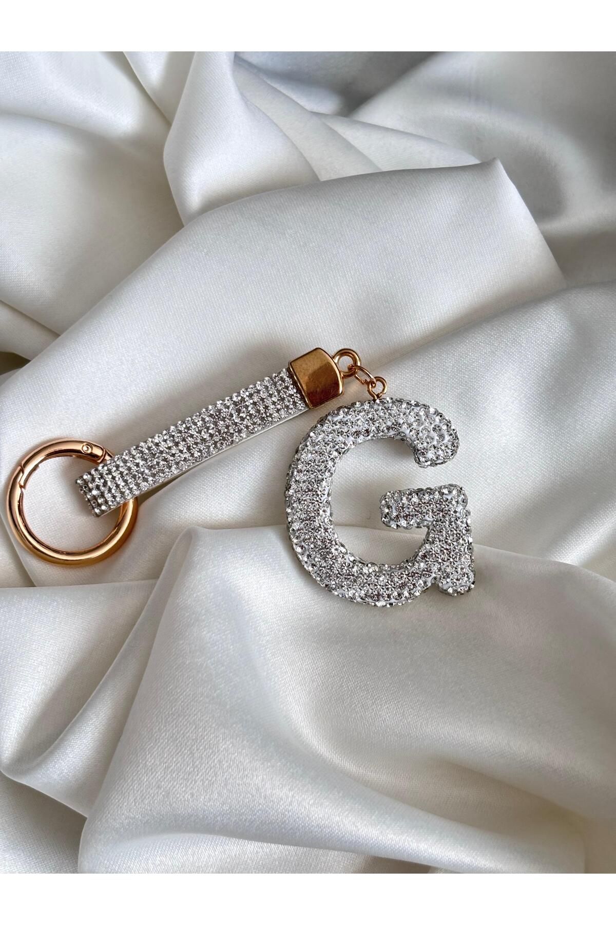 Bellamy Jewelry Taşlı Harf Anahtarlık - Silver - G