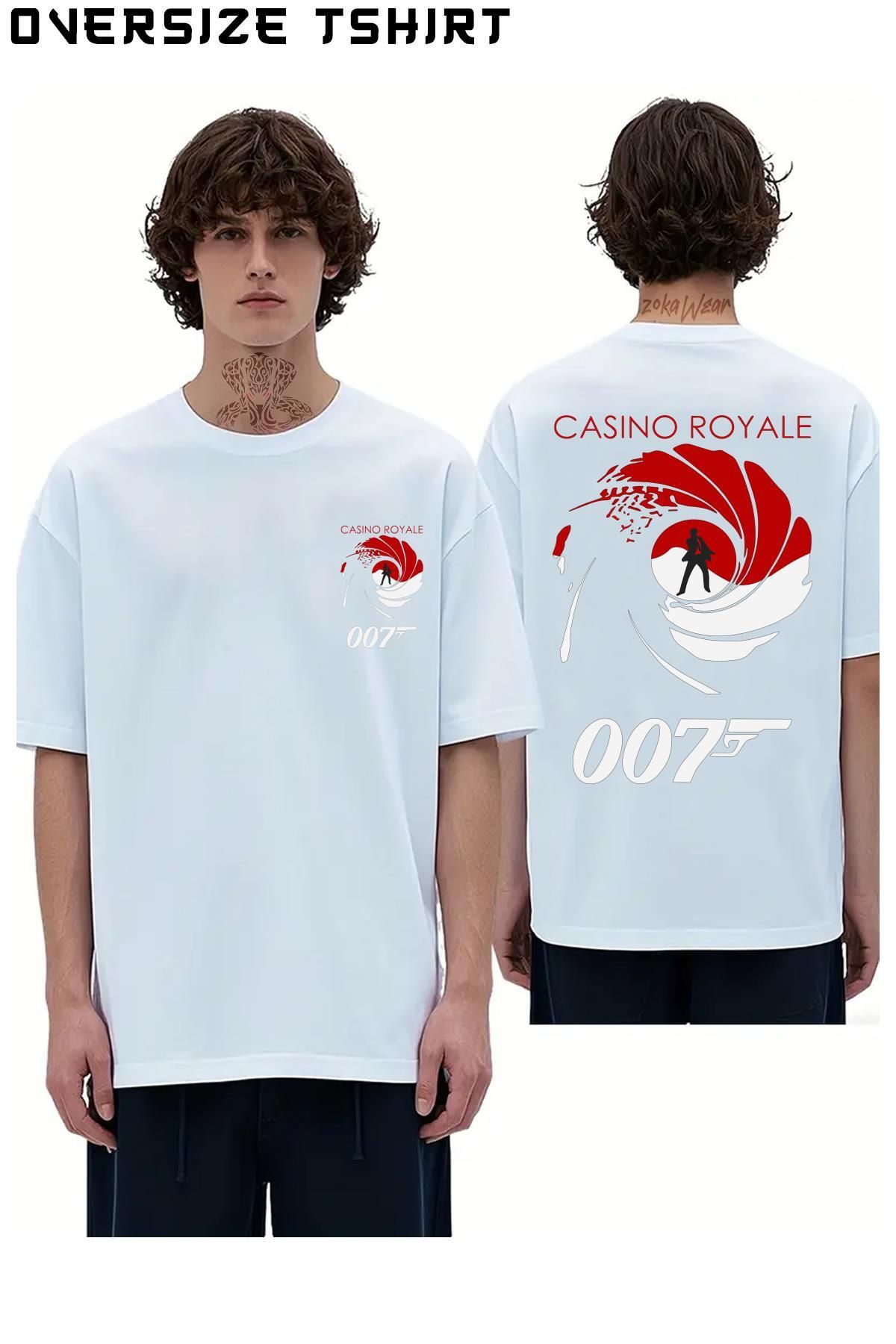 ZOKAWEAR Casino-Royale-Film-James-Bond Sırt Baskılı Oversize Tişört