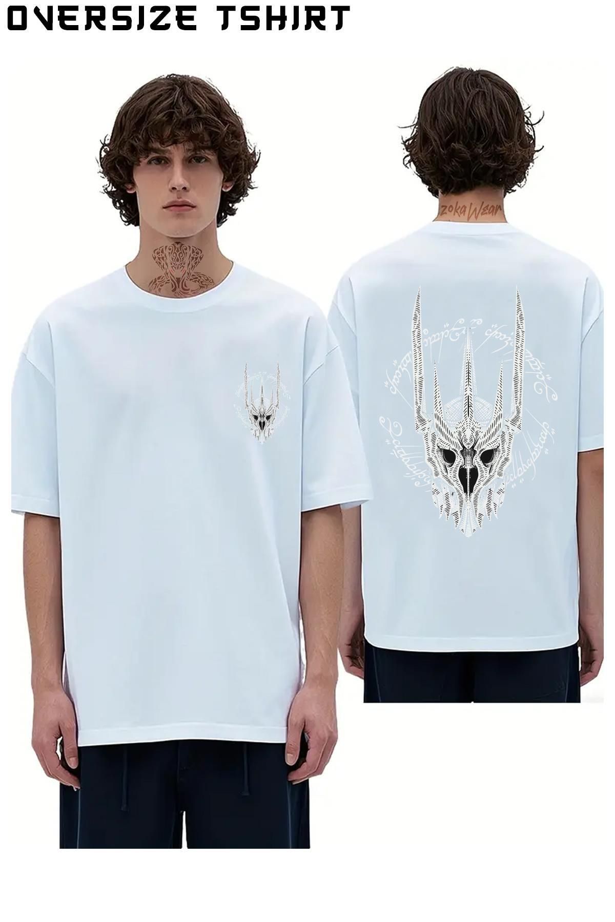 ZOKAWEAR Sauron-Yüzüklerin-Efendisi Sırt Baskılı Oversize Tişört
