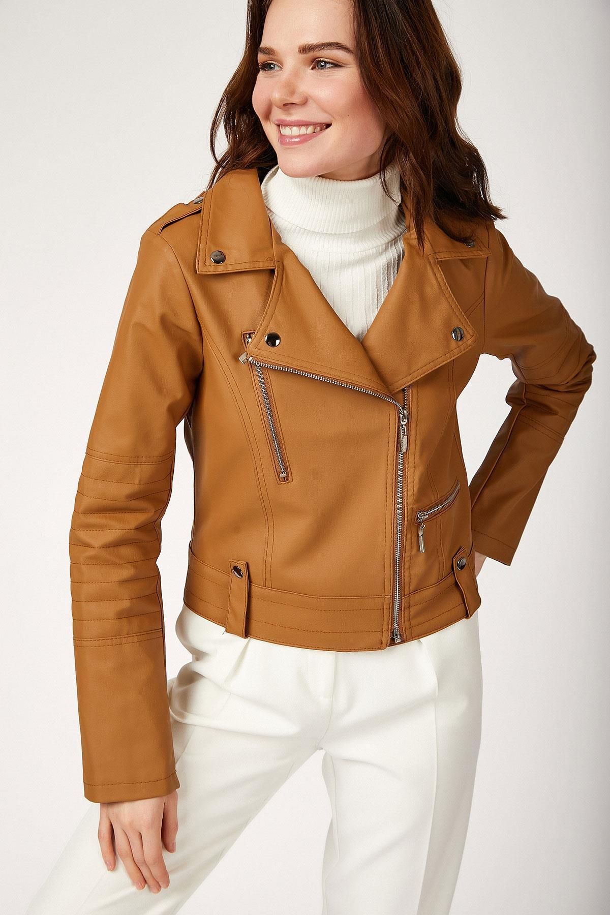 MODAMAİSA Biker Ceket - Camel
