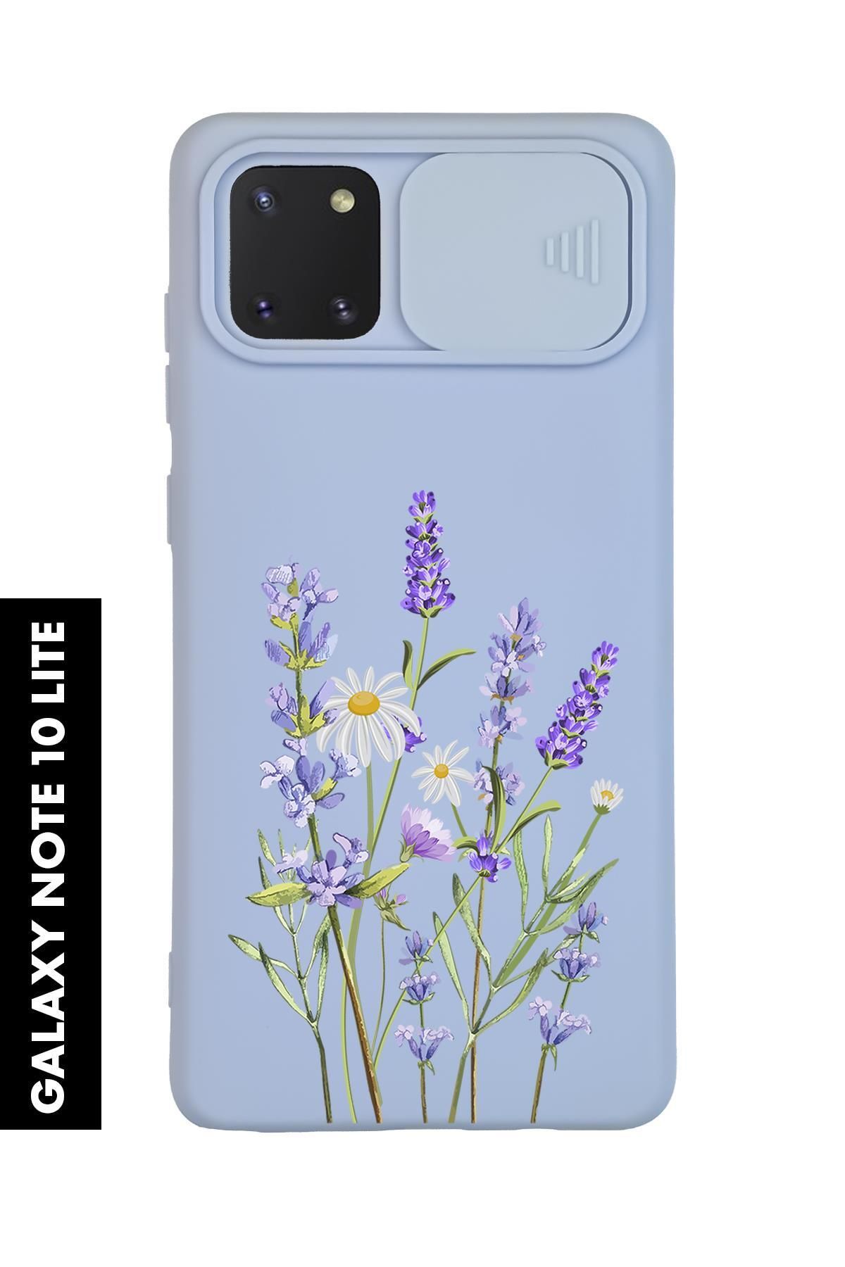 mooodcase Samsung Note 10 Lite Uyumlu Lavender Desenli Slider Kamera Korumalı Telefon Kılıfı
