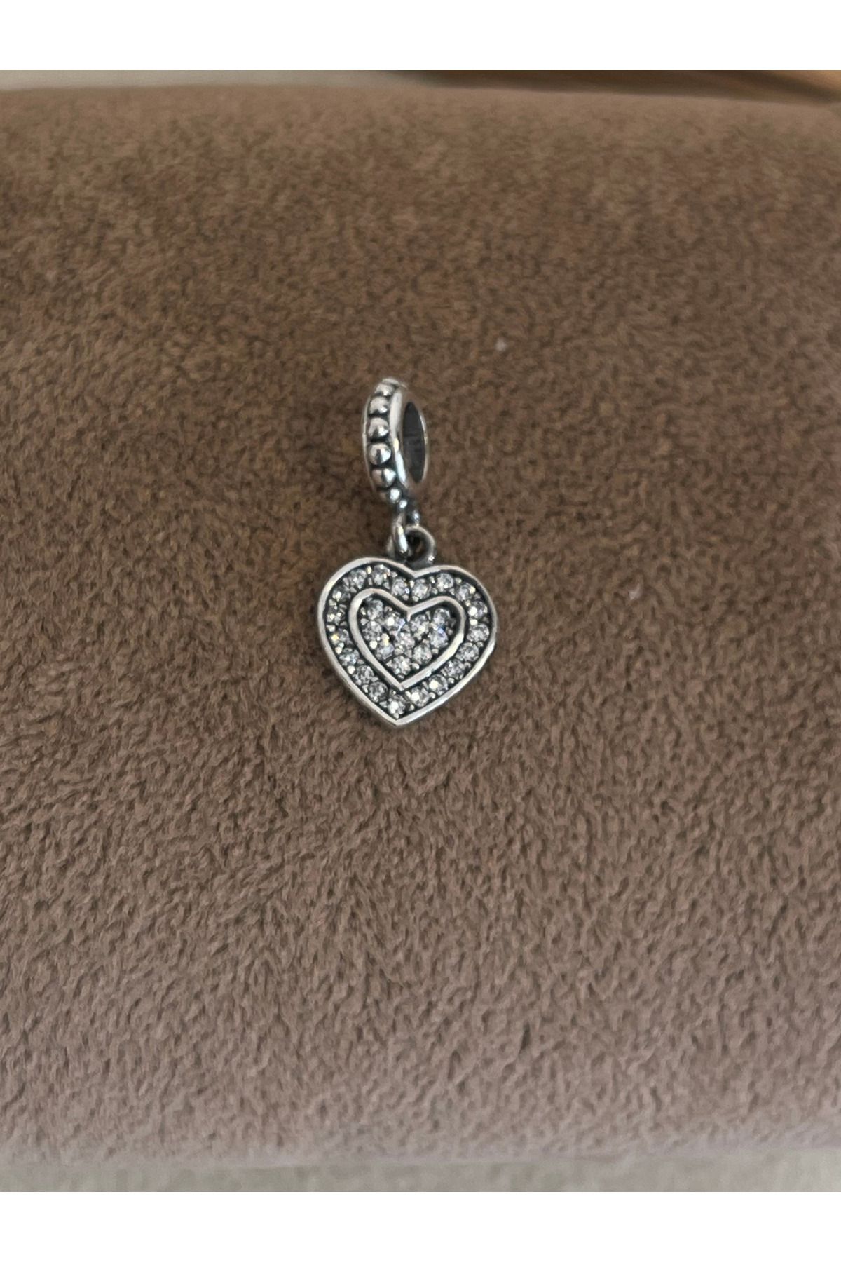 Rupen Kraft 925 Ayar Gümüş Charm Sallantılı Kalp Modeli Zirkon Taşlı Charm