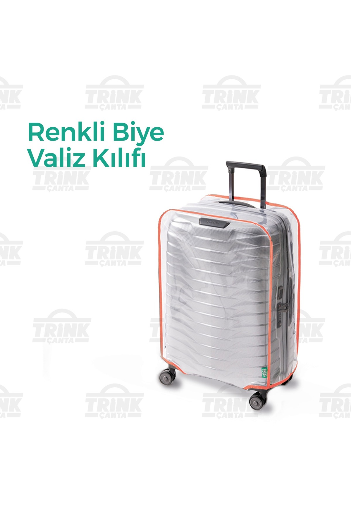 Transparent Luggage Pouch and Suitcase Protective Sleeve Colored Piping * ORANGE *