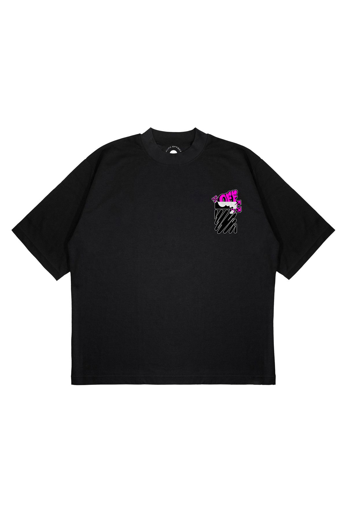 PURE EFFECT Unisex Oversize OFF WHITE PINK Baskılı Boxy Fit Kalın Kumaşlı T-shirt