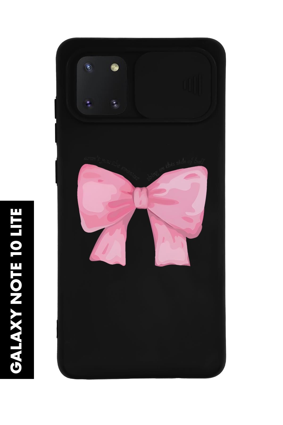 mooodcase Samsung Note 10 Lite Uyumlu Pembe Kurdele Desenli Slider Kamera Korumalı Telefon Kılıfı