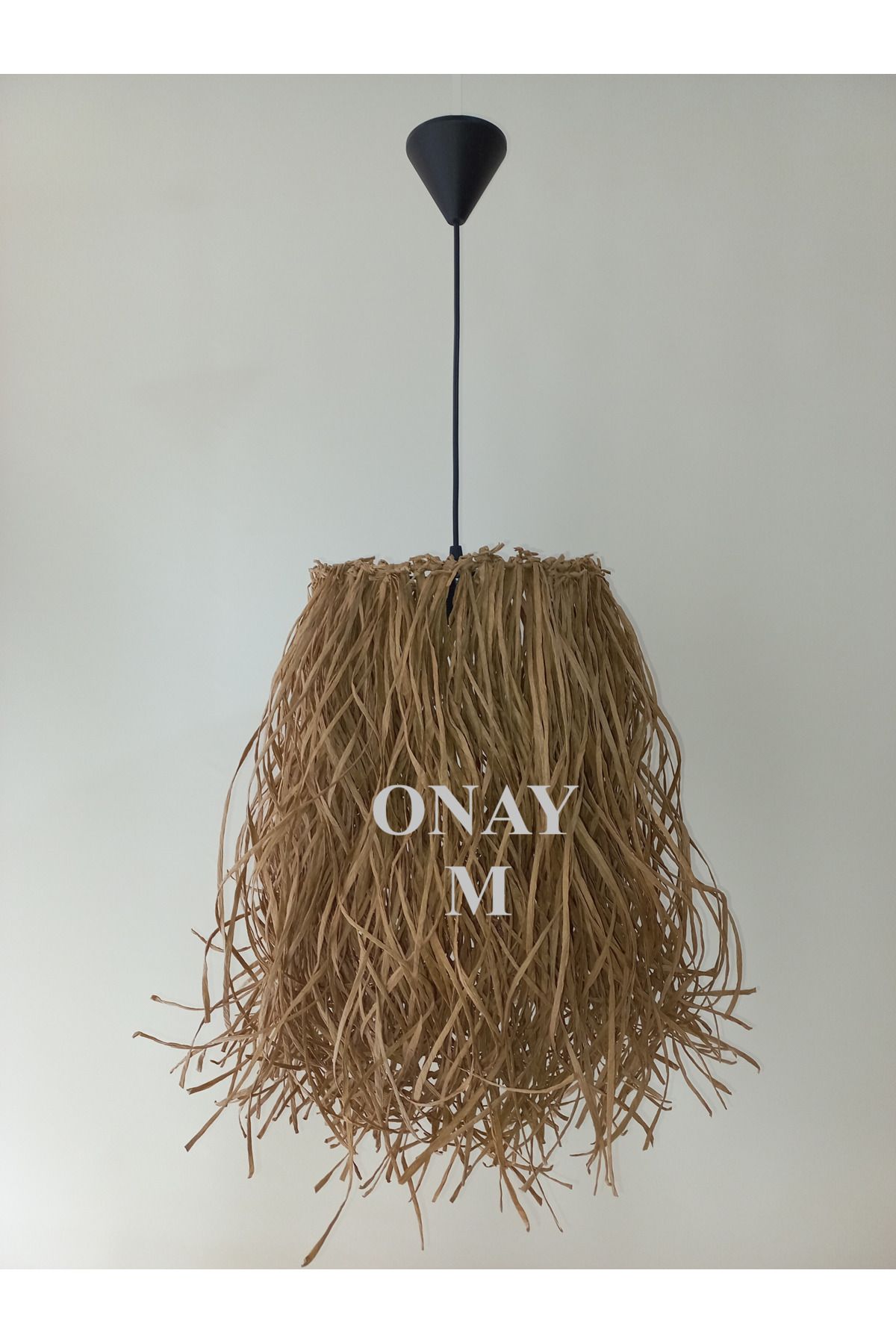 ONAY M Kahverengi Rafya 25 X 45 El Yapımı Salon Oturma Odası Yatak Odası Ve Çocuk Odası Rafya Avize