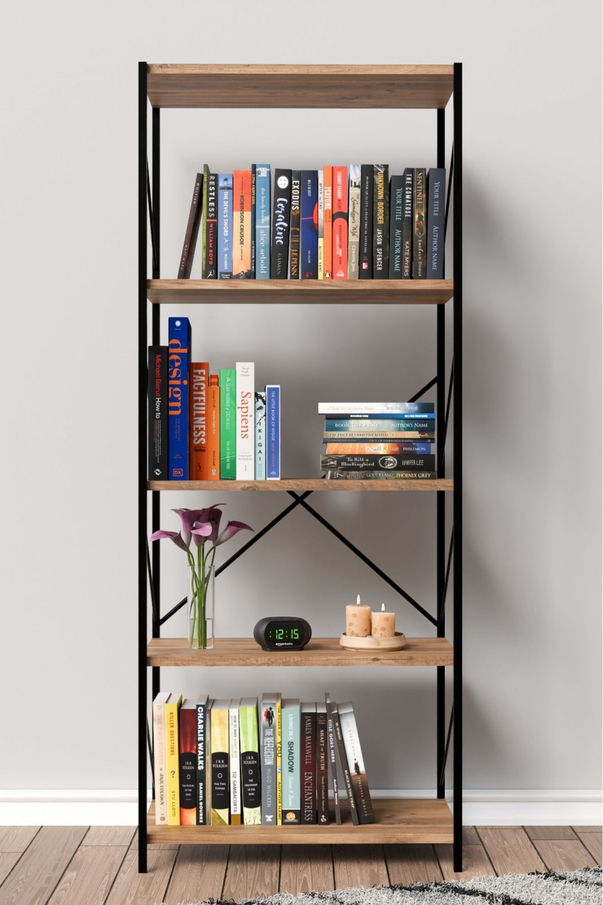 Mgr Office 150 cm Kitaplık Metal Dekoratif Çok Amaçlı Raf