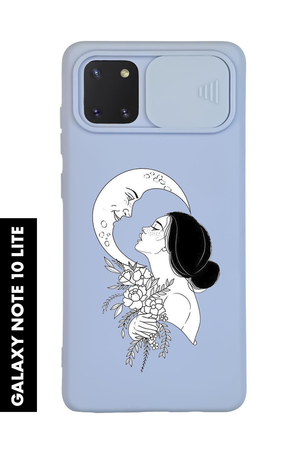 mooodcase Samsung Note 10 Lite Uyumlu Moon and Women Desenli Slider Kamera Korumalı Telefon Kılıfı
