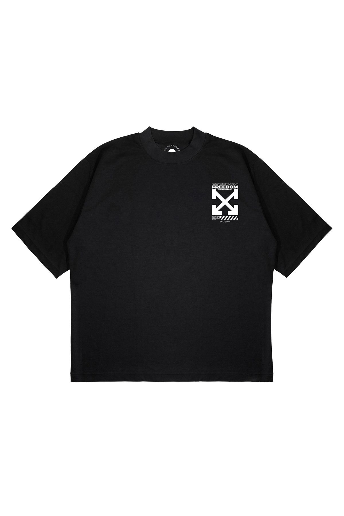 PURE EFFECT Unisex Oversize OFF WHITE FREEDOM Baskılı Boxy Fit Kalın Kumaşlı T-shirt