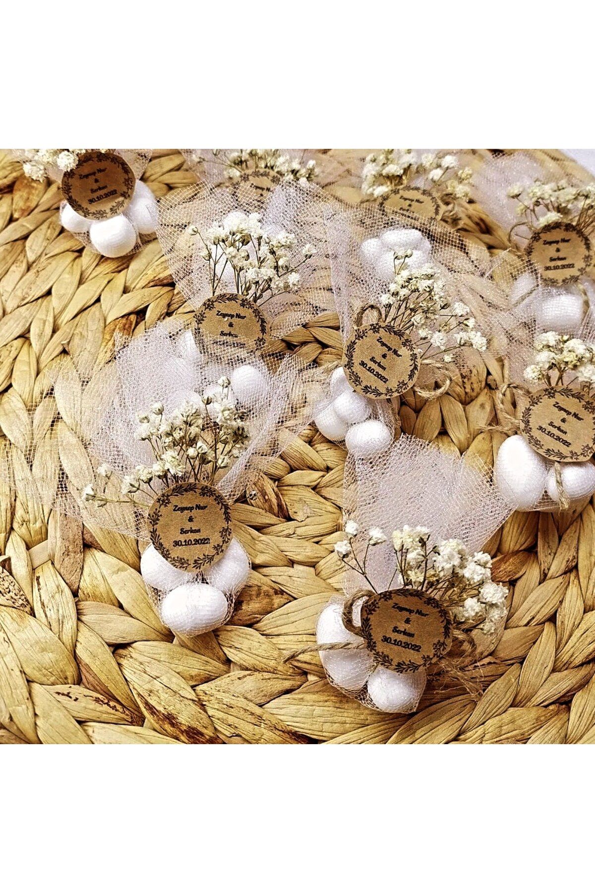 ByDeryaEvent 20 Adet Tül Sarılı Mıknatıslı MAGNETLİ Nikah Düğün Nişan Şekeri