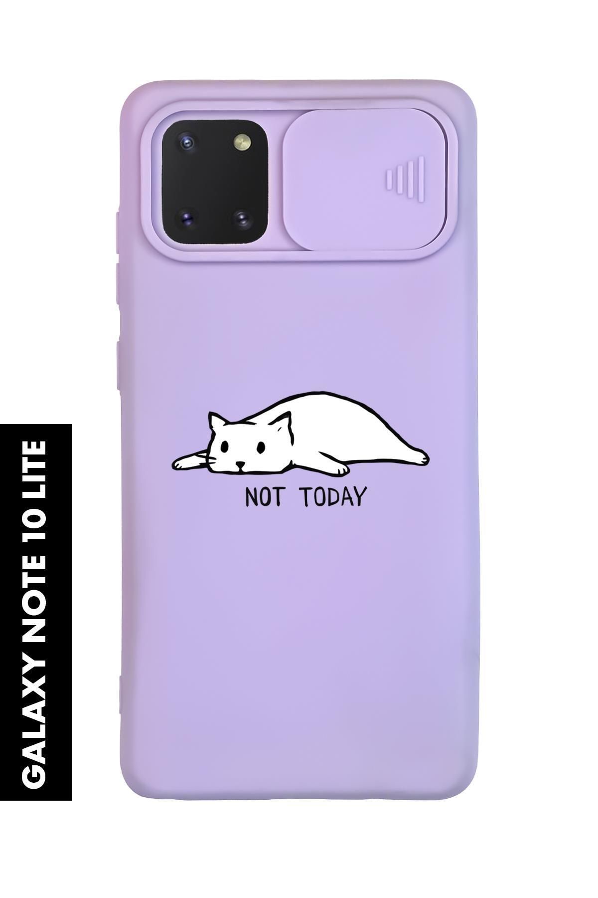 mooodcase Samsung Note 10 Lite Uyumlu Not Today Desenli Slider Kamera Korumalı Telefon Kılıfı