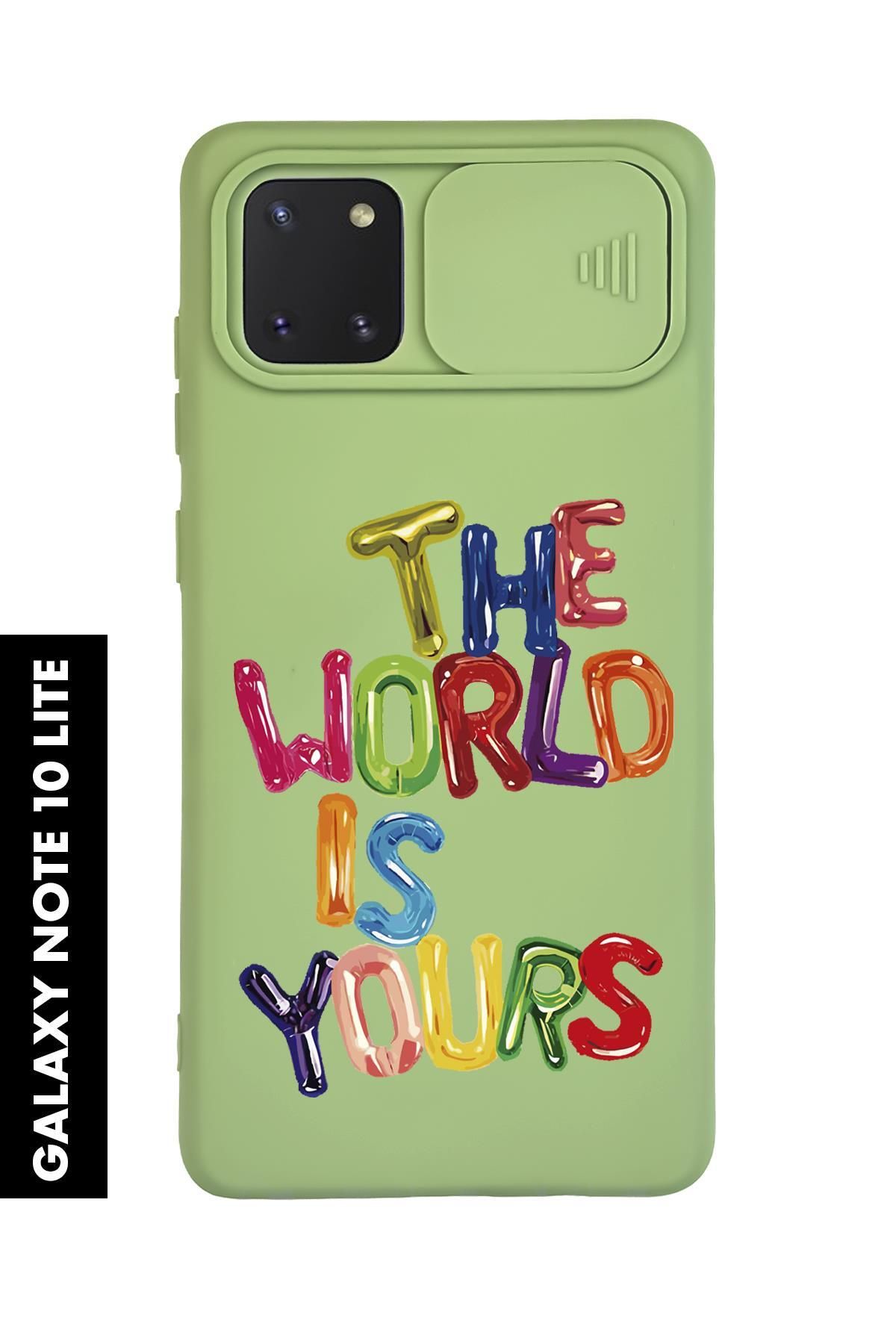 mooodcase Samsung Note 10 Lite Uyumlu The World is Yours Desenli Slider Kamera Korumalı Telefon Kılıfı
