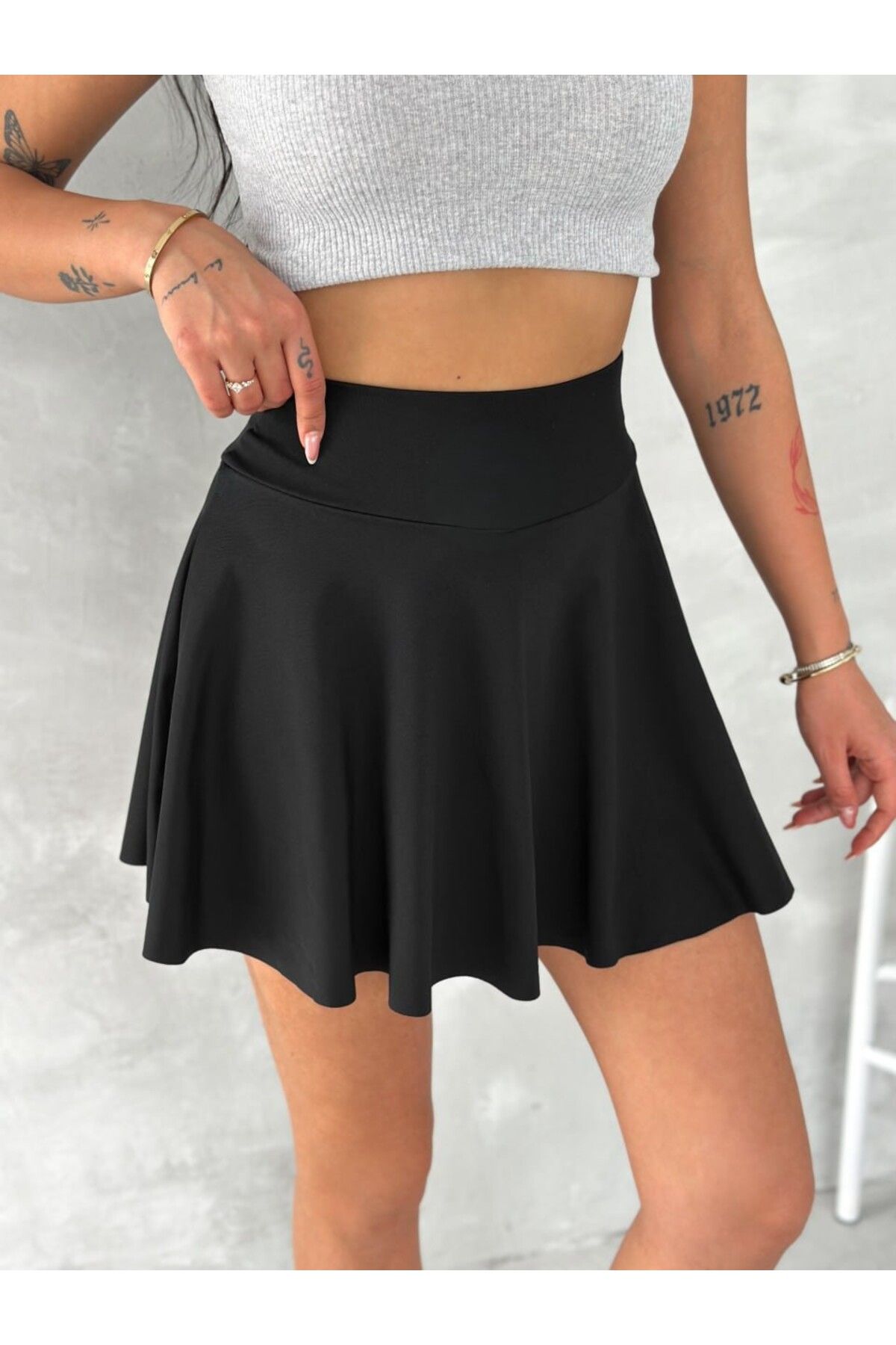 fiabafashion FİABAFASHİON KLOŞ ETEKLİ KISA TAYT